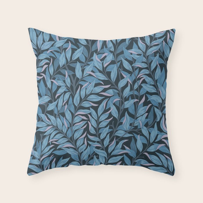 Romantic Botanica - Foliage in Dark Blue Throw Pillow Gallery Image 1