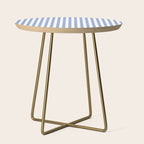 vertical stripes- light blue and white Side Table Gallery Image 1