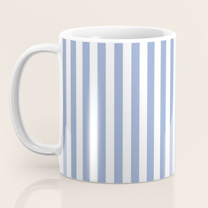 vertical stripes- light blue and white Coffee Mug Gallery Image 3