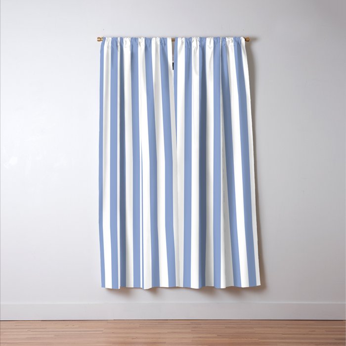 vertical stripes- light blue and white Window Curtain Gallery Image 3