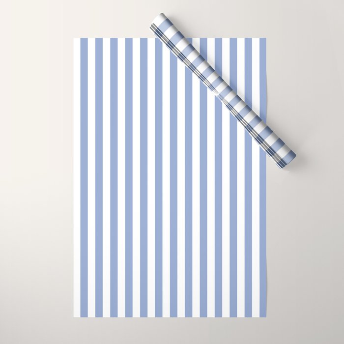 vertical stripes- light blue and white Wrapping Paper Gallery Image 1
