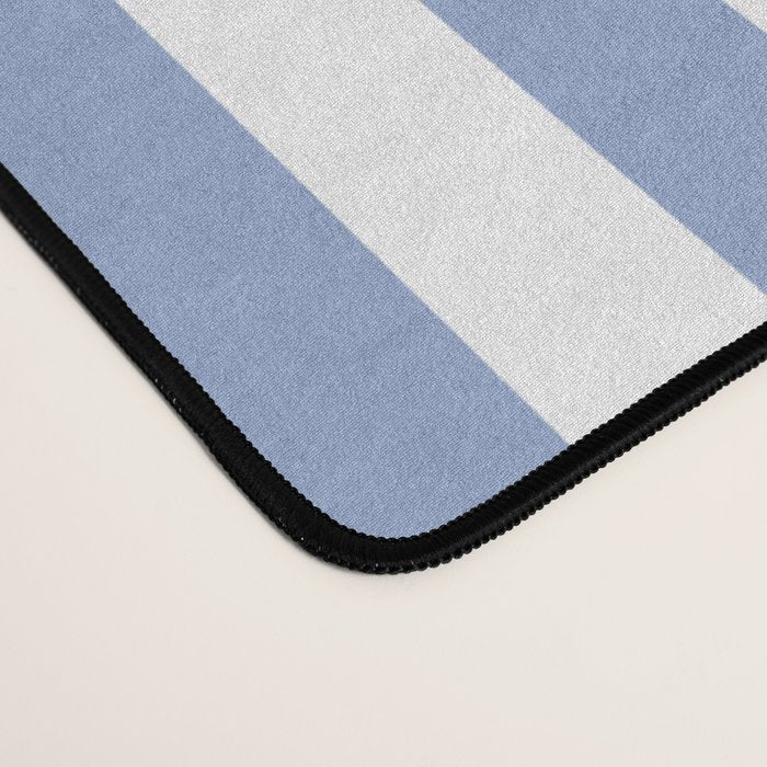 vertical stripes- light blue and white Desk Mat Gallery Image 4