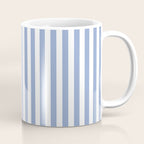 vertical stripes- light blue and white Coffee Mug Gallery Image 1