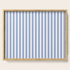 vertical stripes- light blue and white Serving Tray Gallery Image 1