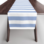 vertical stripes- light blue and white Table Runner Gallery Image 1