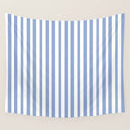 vertical stripes- light blue and white Wall Tapestry Gallery Image 4