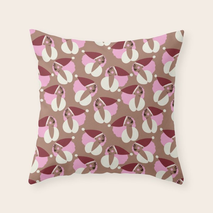 Mocha Elf Pattern Throw Pillow Gallery Image 6