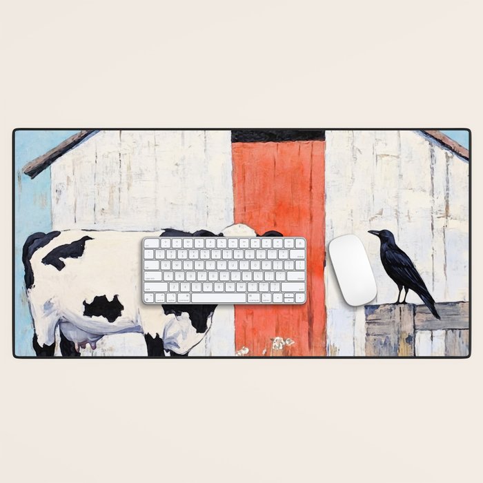 Cow and Crow Rustic Watercolor Desk Mat Gallery Image 1