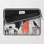 Cow and Crow Rustic Watercolor Laptop Sleeve Gallery Image 2