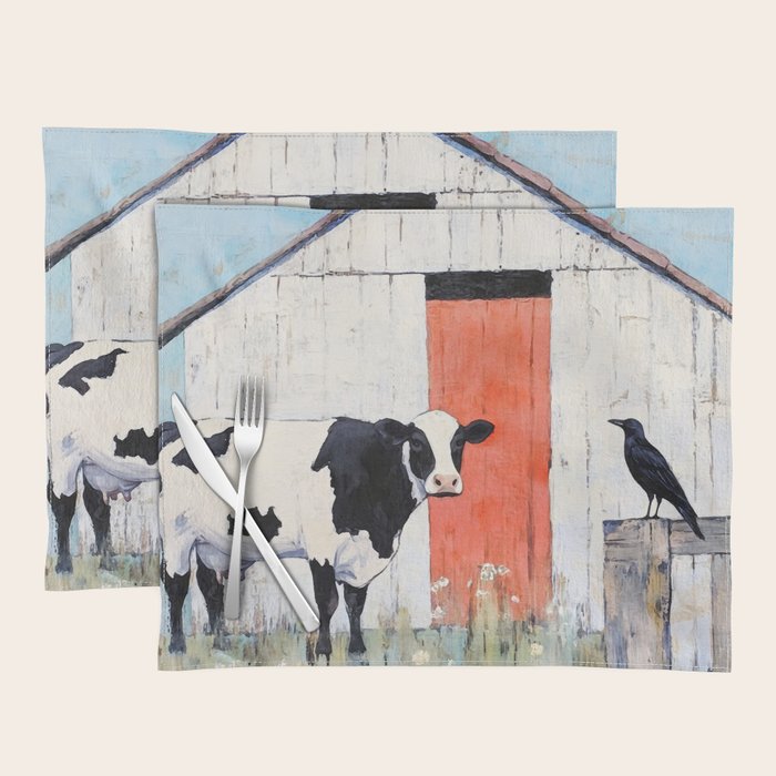 Cow and Crow Rustic Watercolor Placemat Gallery Image 1