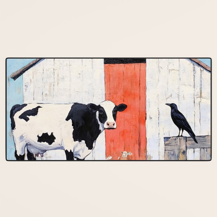 Cow and Crow Rustic Watercolor Desk Mat Gallery Image 3