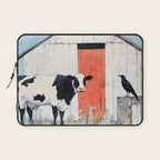 Cow and Crow Rustic Watercolor Laptop Sleeve Gallery Image 1