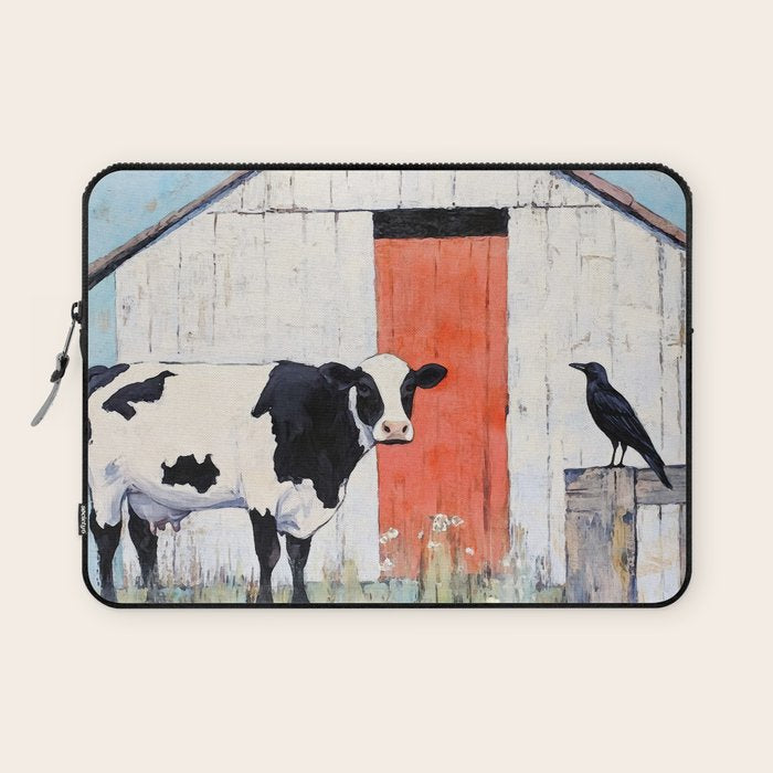 Cow and Crow Rustic Watercolor Laptop Sleeve Gallery Image 1