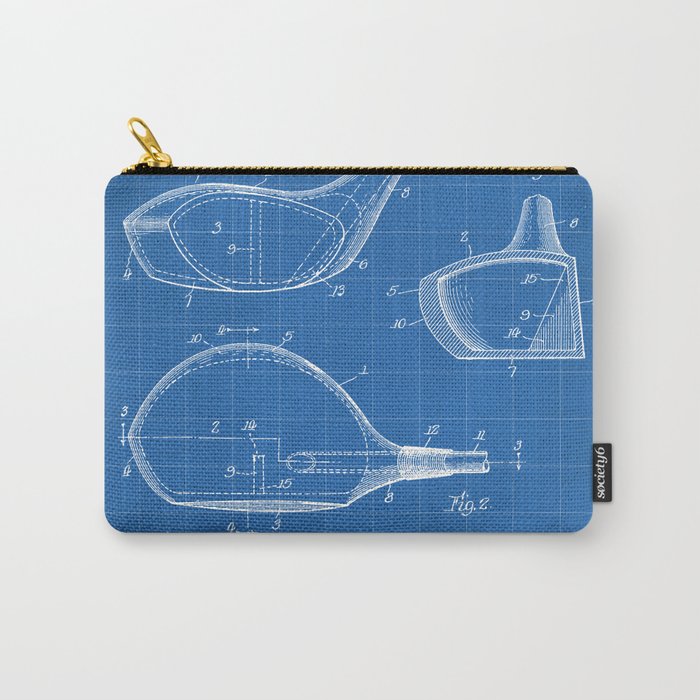 Golf Driver Patent - Golf Art - Blueprint Carry All Pouch Gallery Image 1