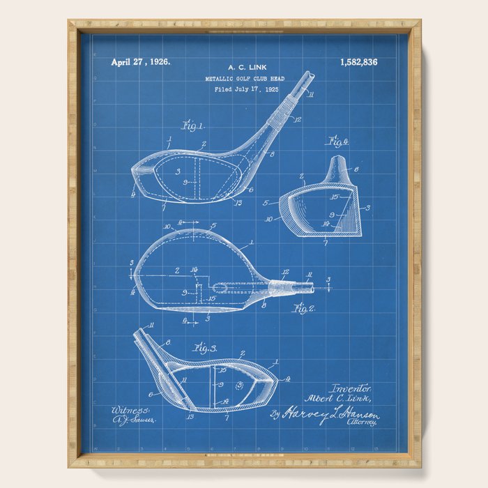 Golf Driver Patent - Golf Art - Blueprint Serving Tray Gallery Image 1