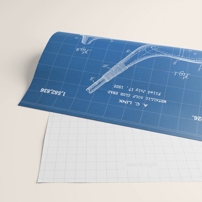Golf Driver Patent - Golf Art - Blueprint Wrapping Paper Gallery Image 2