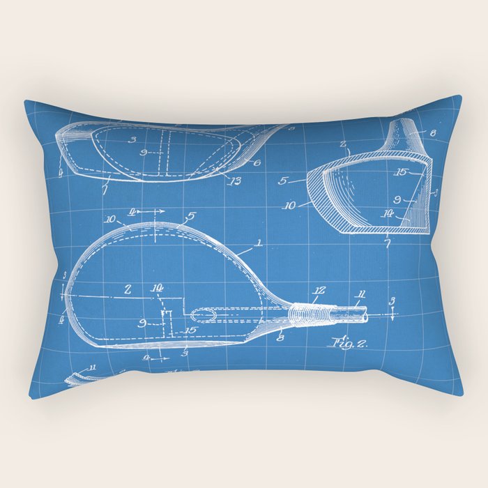 Golf Driver Patent - Golf Art - Blueprint Rectangular Pillow Gallery Image 1
