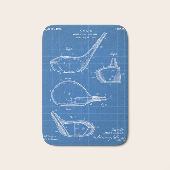 Golf Driver Patent - Golf Art - Blueprint Bath Mat Gallery Image 1