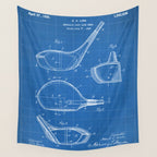 Golf Driver Patent - Golf Art - Blueprint Wall Tapestry Gallery Image 4