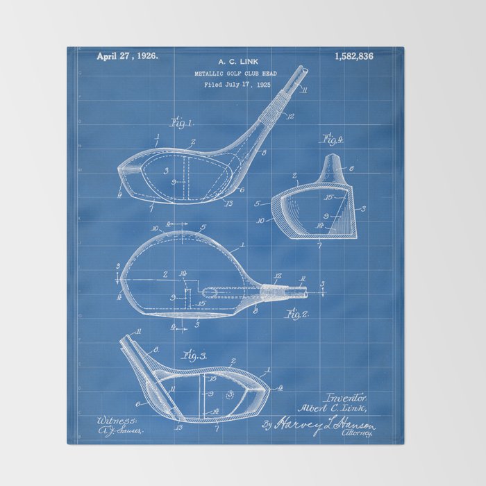 Golf Driver Patent - Golf Art - Blueprint Throw Blanket Gallery Image 2