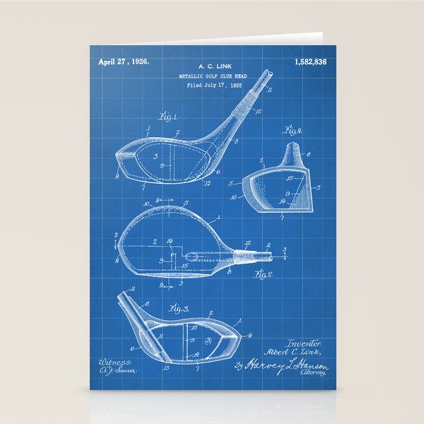 Golf Driver Patent - Golf Art - Blueprint Stationery Card Gallery Image 2