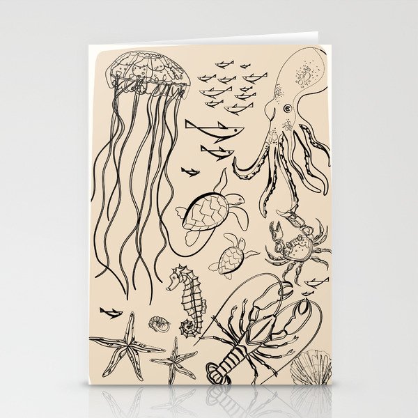 Minimal Sea Life 2 Stationery Card Gallery Image 2