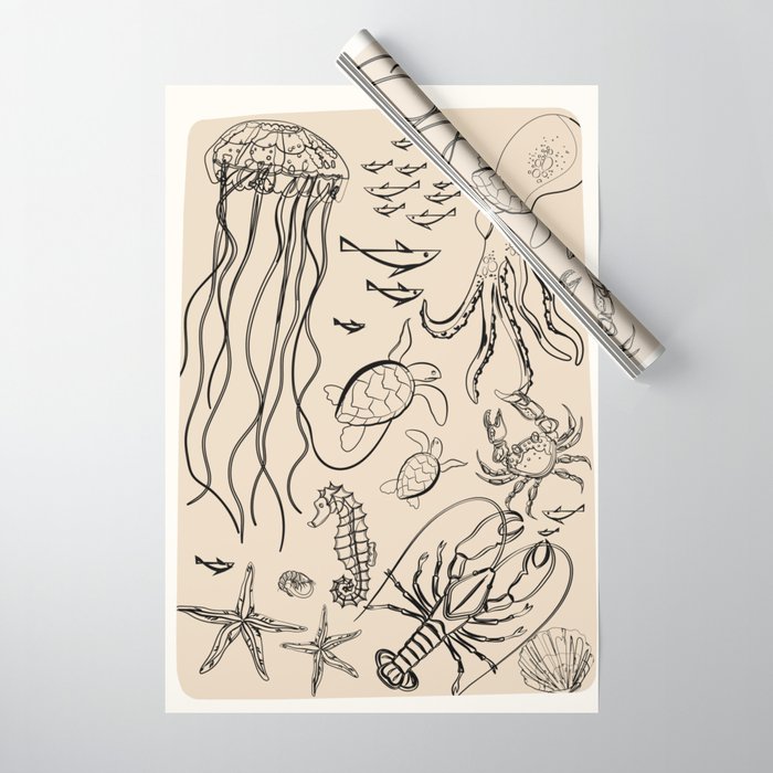 Minimal Sea Life 2 Wrapping Paper Gallery Image 1