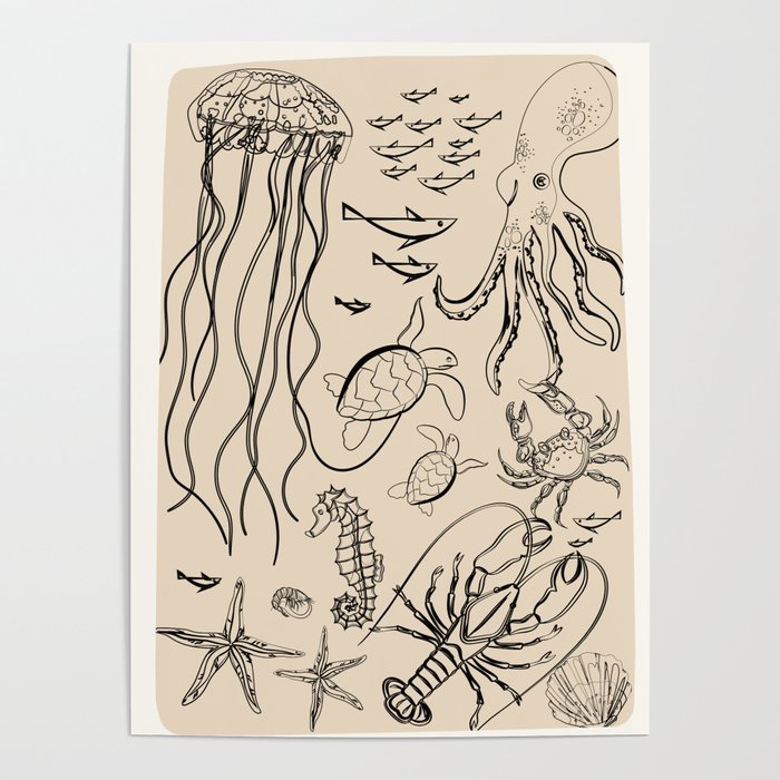 Minimal Sea Life 2 Poster Gallery Image 1