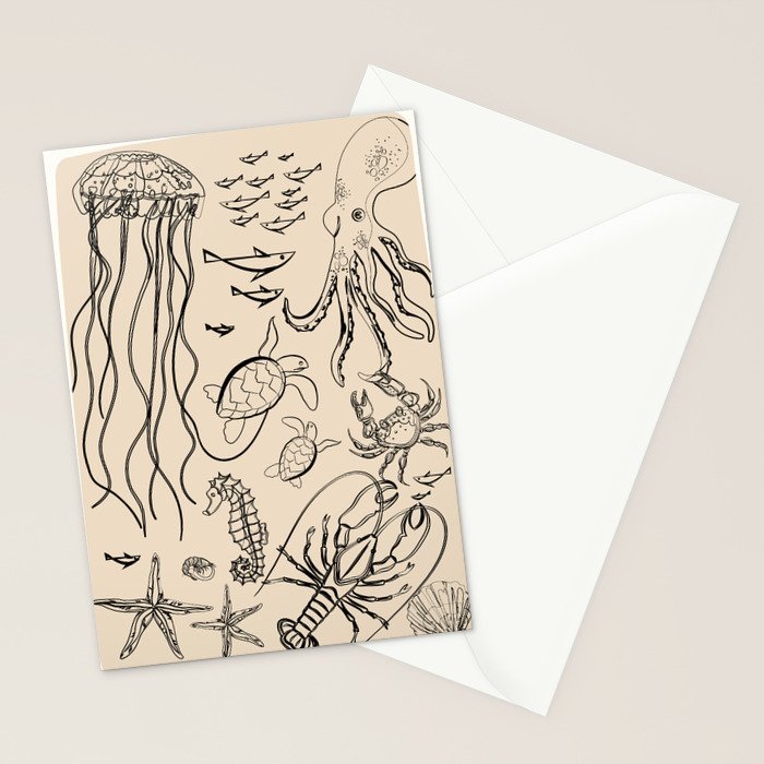 Minimal Sea Life 2 Stationery Card Gallery Image 2