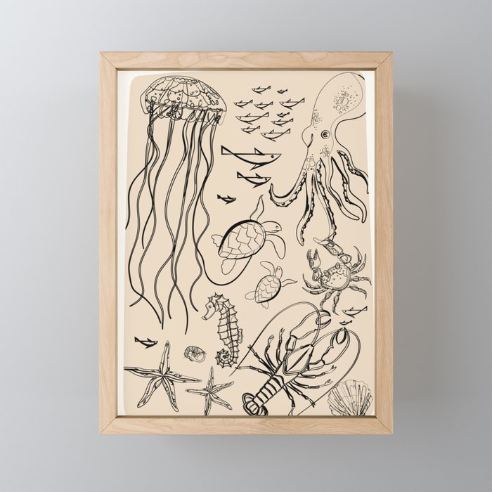 Minimal Sea Life 2 Mini Art Print Gallery Image 1