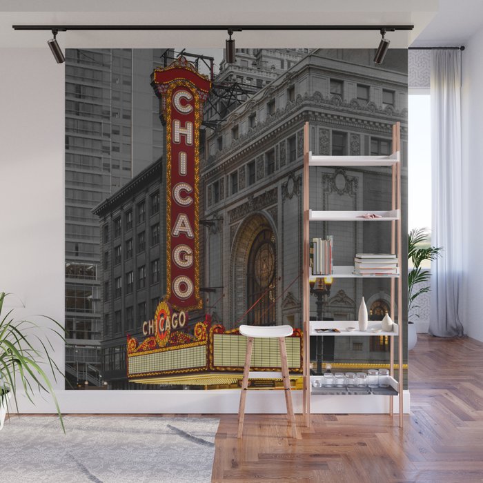 Chicago Theatre Sign Downtown State Street Historic Theater Marquee Wall Mural