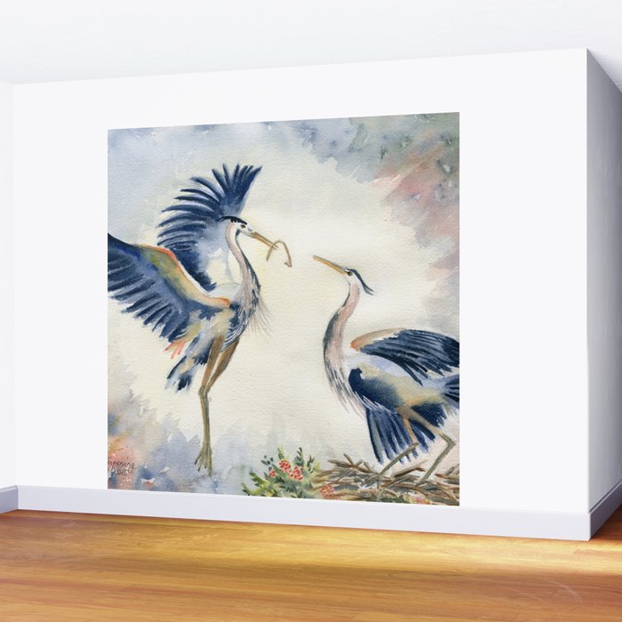 Great Blue Heron Couple Wall Mural Gallery Image 2
