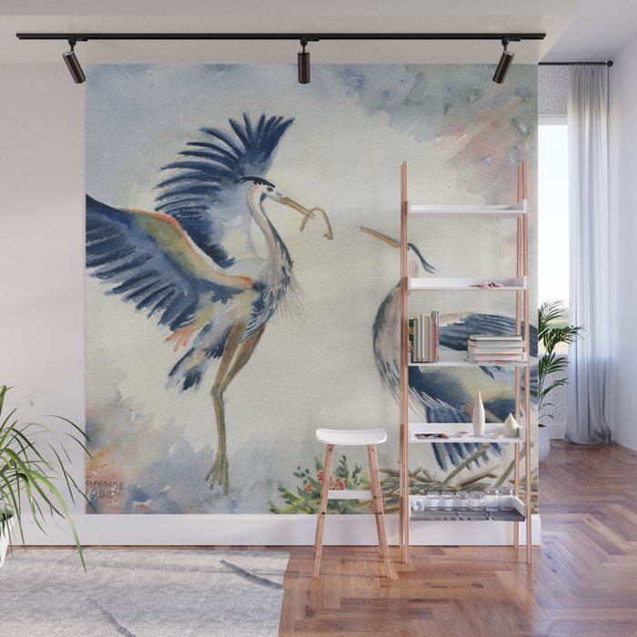Great Blue Heron Couple Wall Mural Gallery Image 1
