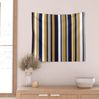 Modern Stripes in Mustard Yellow, Navy Blue, Gray, and White. Minimalist Color Block Wall Tapestry Gallery Image 2