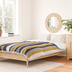 Modern Stripes in Mustard Yellow, Navy Blue, Gray, and White. Minimalist Color Block Duvet Cover Gallery Image 2