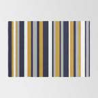 Modern Stripes in Mustard Yellow, Navy Blue, Gray, and White. Minimalist Color Block Rug Gallery Image 2