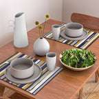 Modern Stripes in Mustard Yellow, Navy Blue, Gray, and White. Minimalist Color Block Placemat Gallery Image 2