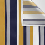 Modern Stripes in Mustard Yellow, Navy Blue, Gray, and White. Minimalist Color Block Wall Tapestry Gallery Image 3