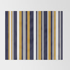 Modern Stripes in Mustard Yellow, Navy Blue, Gray, and White. Minimalist Color Block Throw Blanket Gallery Image 2