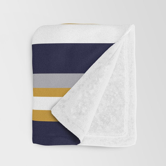 Modern Stripes in Mustard Yellow, Navy Blue, Gray, and White. Minimalist Color Block Throw Blanket Gallery Image 3