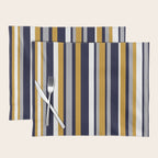 Modern Stripes in Mustard Yellow, Navy Blue, Gray, and White. Minimalist Color Block Placemat Gallery Image 1