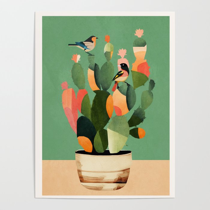 Cactus & Birds 3 Poster Gallery Image 1