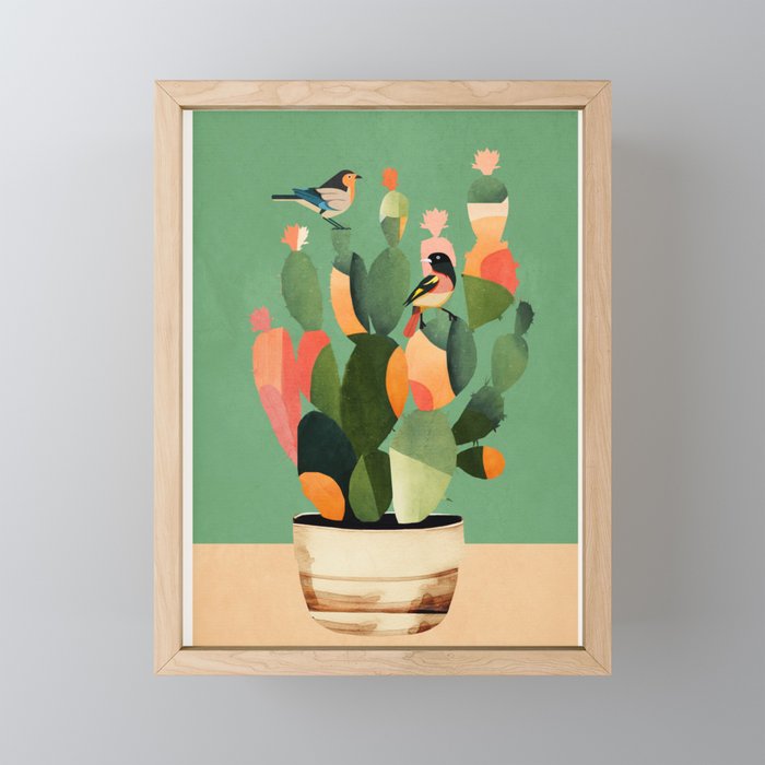 Cactus & Birds 3 Mini Art Print Gallery Image 1