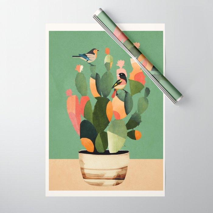 Cactus & Birds 3 Wrapping Paper Gallery Image 1