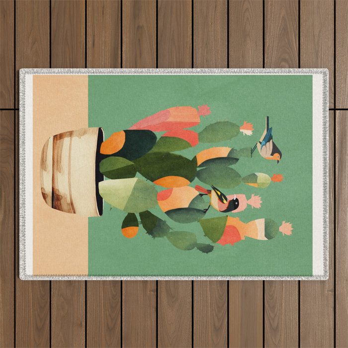 Cactus & Birds 3 Outdoor Rug Gallery Image 1