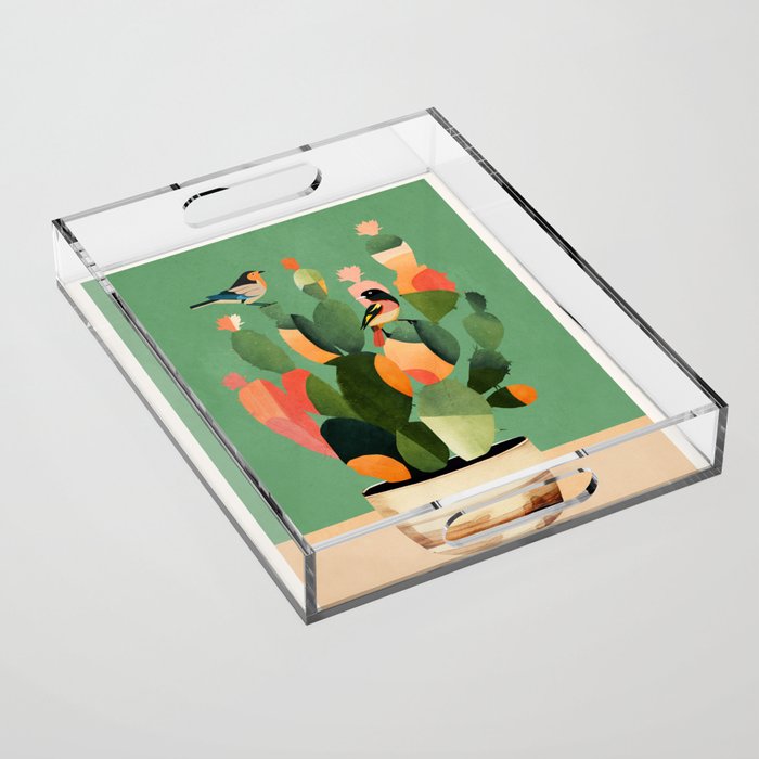 Cactus & Birds 3 Acrylic Tray Gallery Image 1