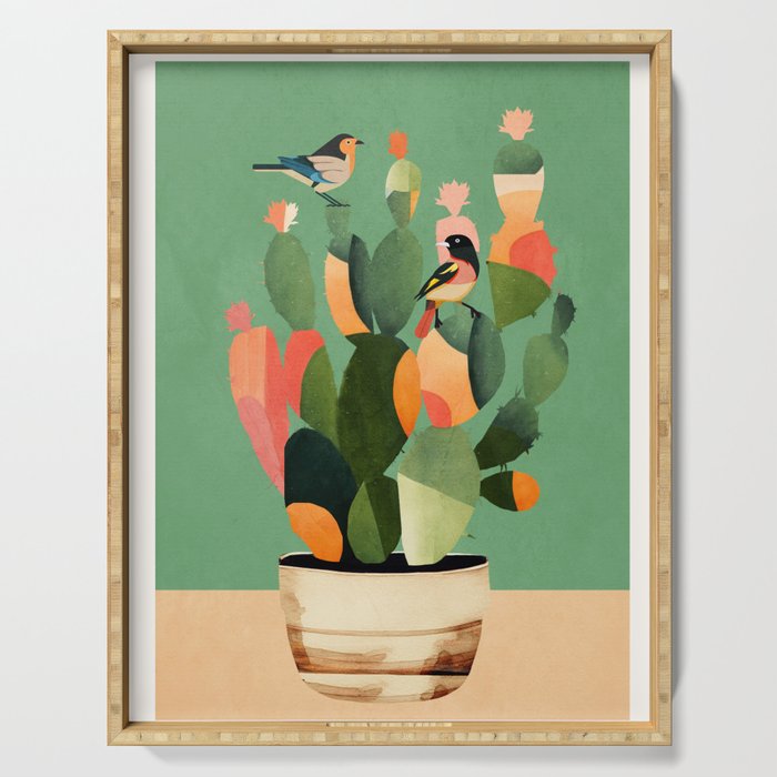 Cactus & Birds 3 Serving Tray Gallery Image 1