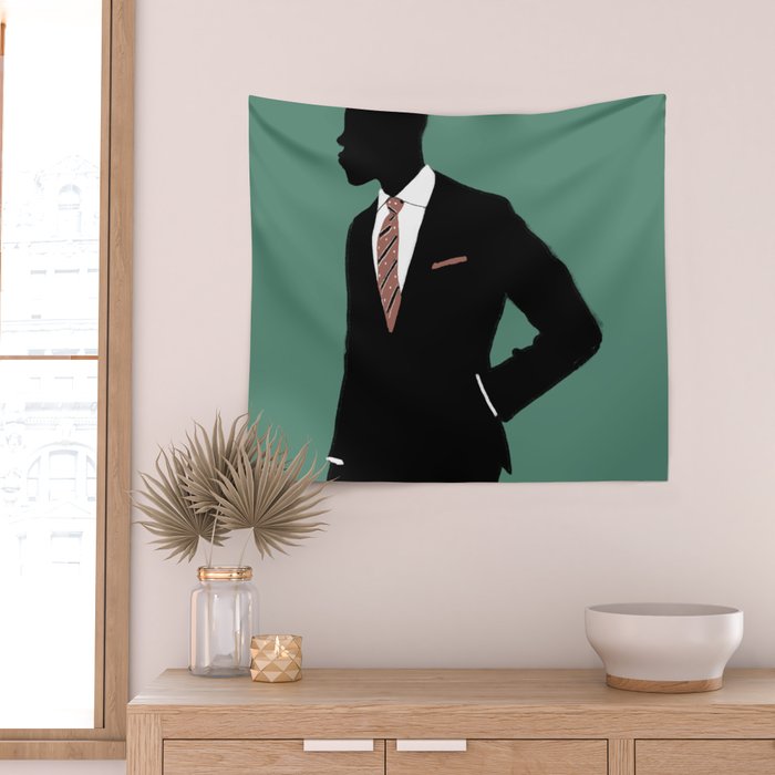 Man in Suit with Red Tie - Masculine Art Print  Wall Tapestry Gallery Image 2
