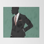 Man in Suit with Red Tie - Masculine Art Print  Throw Blanket Gallery Image 2
