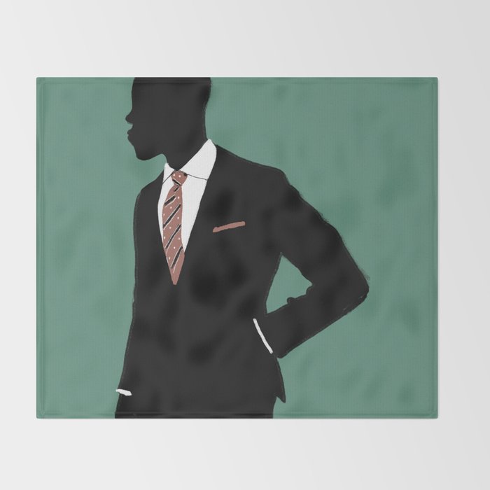 Man in Suit with Red Tie - Masculine Art Print  Throw Blanket Gallery Image 2